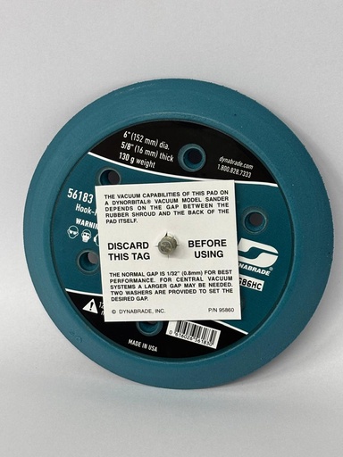 [DYNA56183] Disc Pad, 6" Vacuum Hook- Face, Short Nap, 6 Holes